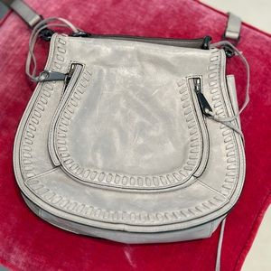 Rebecca Minkoff Grey Vanity Small Saddle Bag Handbag Purse Crossbody